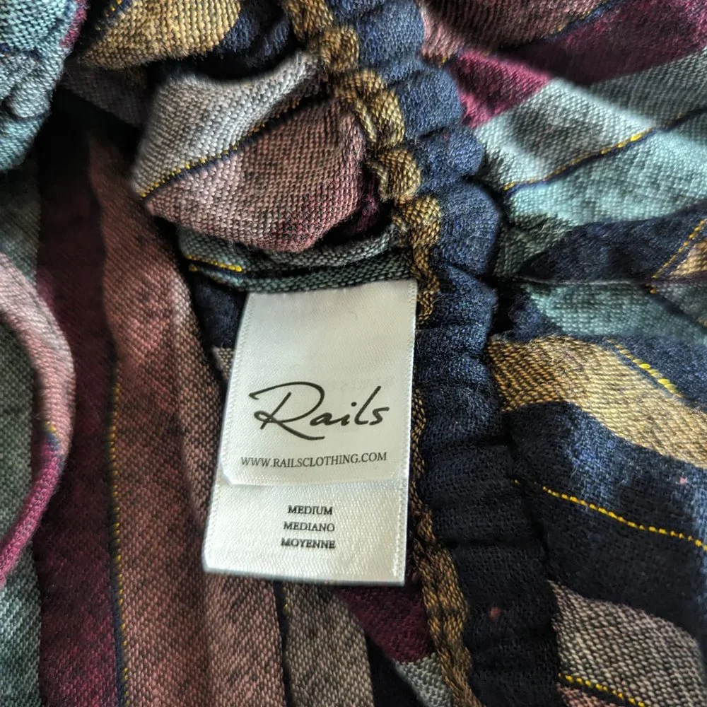 Rails Beaux Varadero Stripe Linen Blend Long Sleeve Blouse Medium - Picture 14 of 16